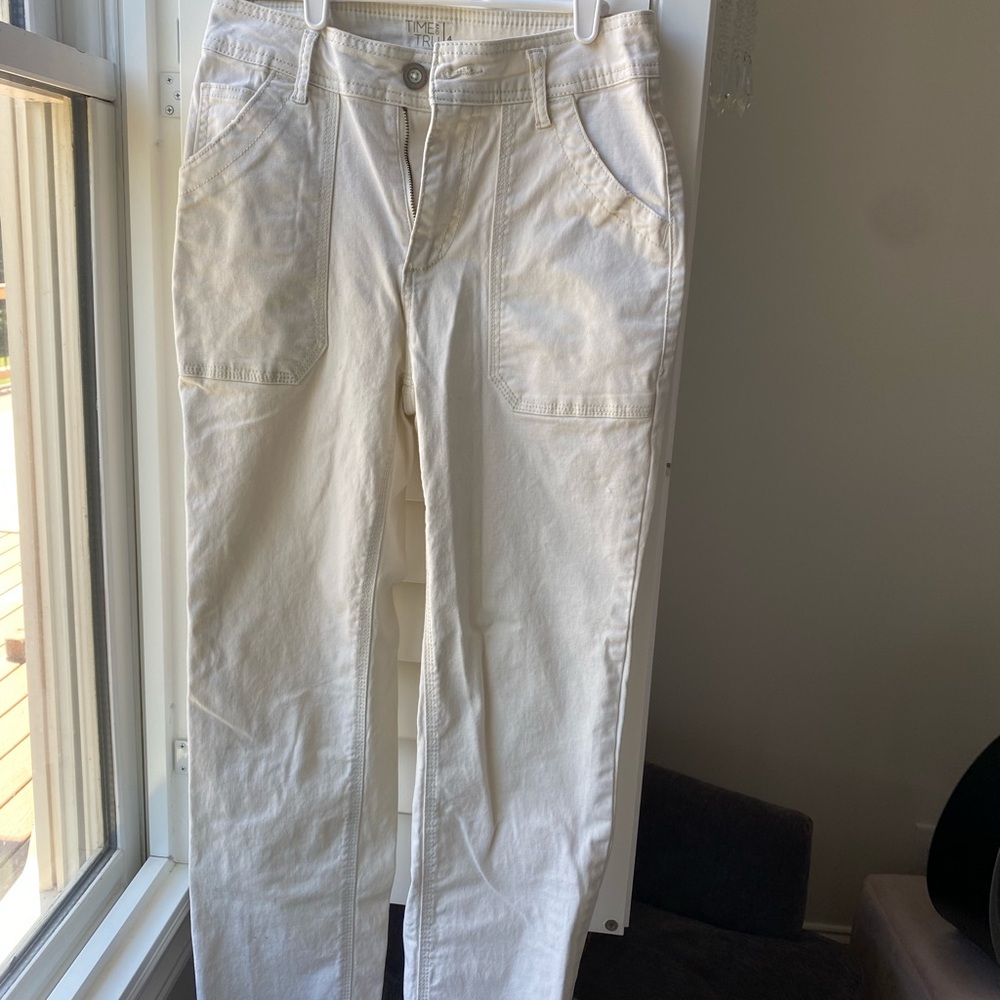 Time and Tru high rise white/cream skinny jeans